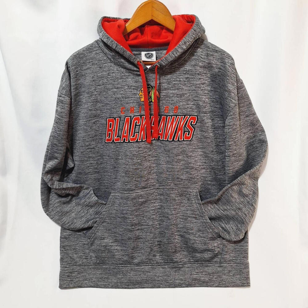 NHL  Chicago Blackhawks Fleece‎ Hoodie Mens Sz XL Grey Pullover Sweatshirt
